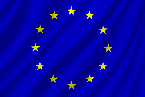 Flagge der Europäischen Union, offizielle Farben und Proportionen korrekt. Illustration. Flagge mit Wellen. - Foto, Bild