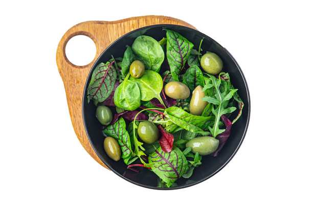 sałatka oliwka owoce świeże zielone oliwki zdrowy posiłek dieta przekąska na stole kopia przestrzeń żywności tło  - Zdjęcie, obraz