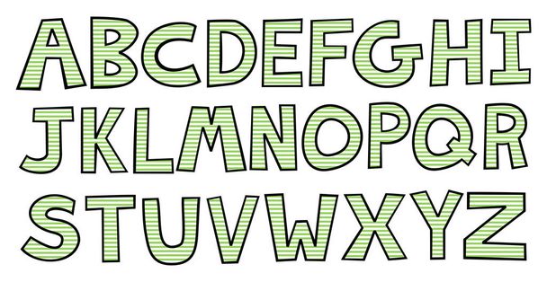 A set of fun, hand drawn letters of the alphabet in uppercase characters. Other sets available in my portfolio, in the same style but with different colors and patterns for mixing and matching. - Vector, Image