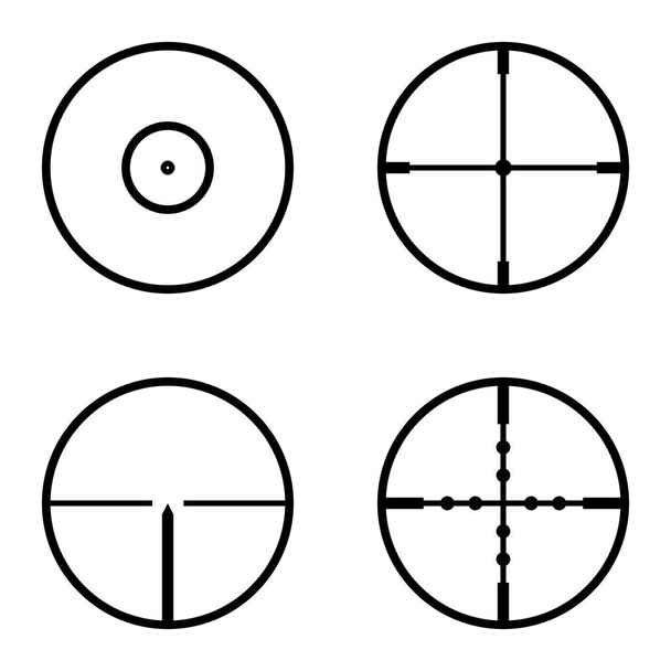 Crosshairs platte pictogram set geïsoleerd op witte achtergrond - Vector, afbeelding