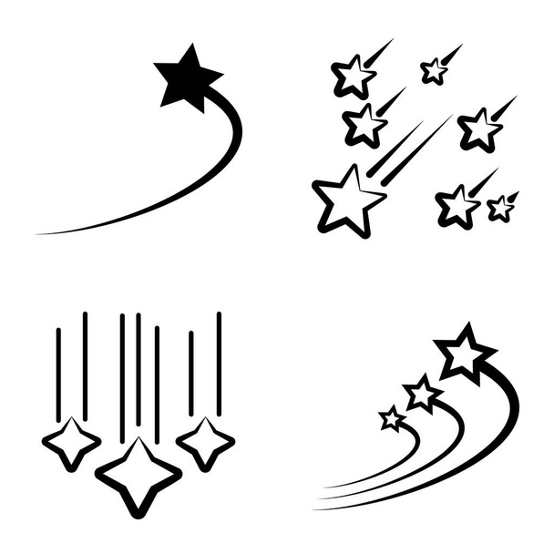Conjunto de ícones planos Starfall isolado em fundo branco - Vetor, Imagem