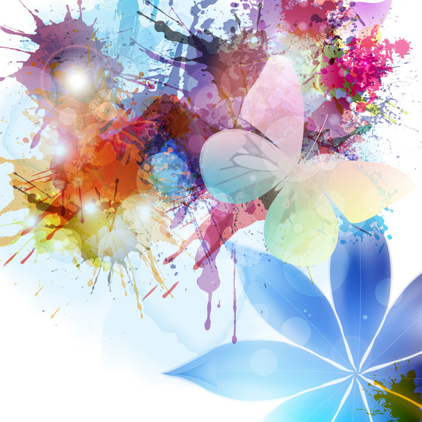 Abstract background in grunge style with flower and butterfly. - Vektor, Bild