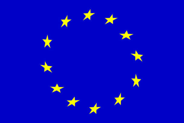 Unia Europejska. Flaga Unii Europejskiej. ilustracja bandery Unii Europejskiej. Konstrukcja pozioma. Abstrakcyjny projekt. Ilustracja. Mapa. - Zdjęcie, obraz