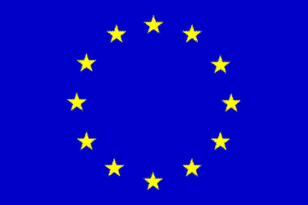 Euroopan unioni. Euroopan unionin lippu. Euroopan unionin lippu liputetaan. Vaakasuora muotoilu. Abstrakti muotoilu. Kuvitus. Kartta. - Valokuva, kuva