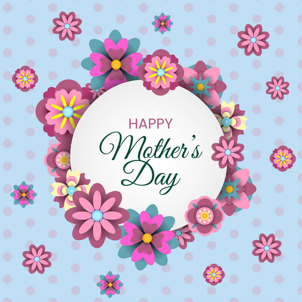 Feliz Día de la Madre. Elegante banner publicitario con flores de papel para incluir mensajes de texto o felicitaciones - Vector, Imagen