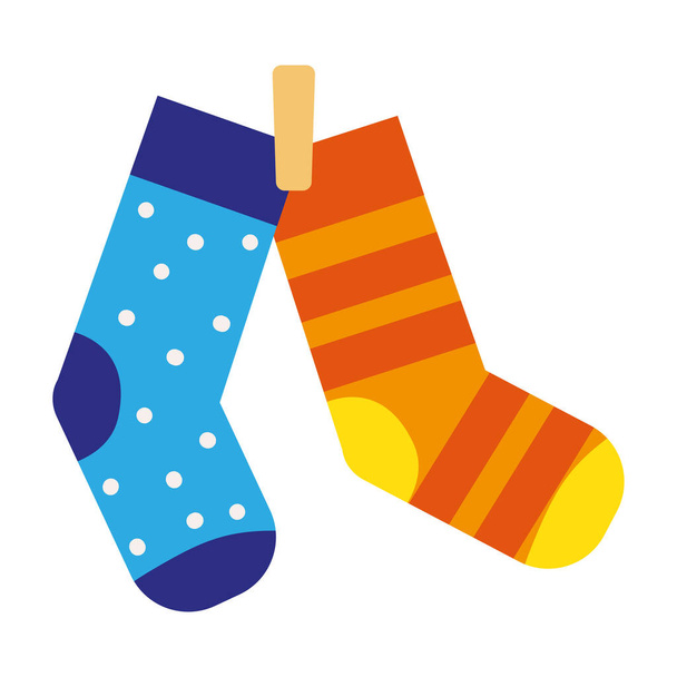 sokken met kledingspeld - Vector, afbeelding