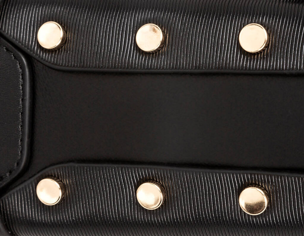 Detail of black leather texture background pattern - Foto, imagen
