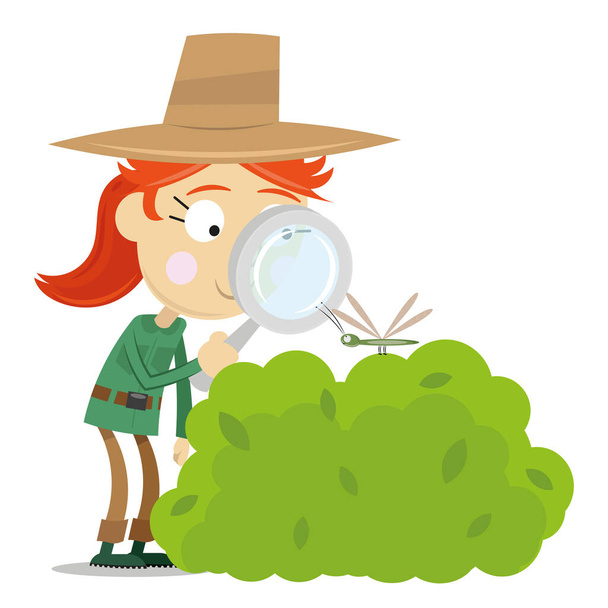 Research child studying nature - Vector, Image