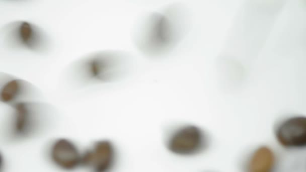 Roasted Coffee beans poured drop - Felvétel, videó