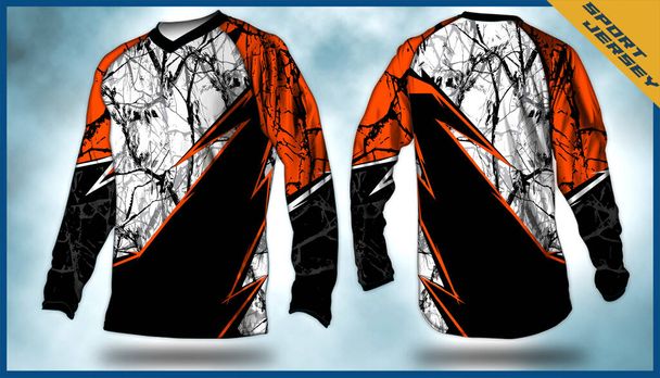 T-shirts à manches longues Motocross vecteur, fond abstrait pour uniformes expressifs modernes, unisexe sport wear.sublimation - Vecteur, image