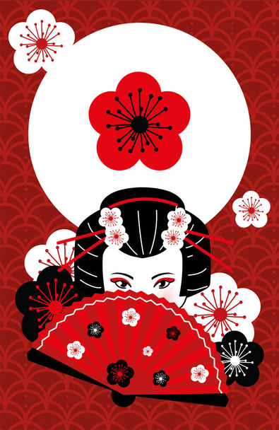 kaunis Geisha tuuletin
 - Vektori, kuva