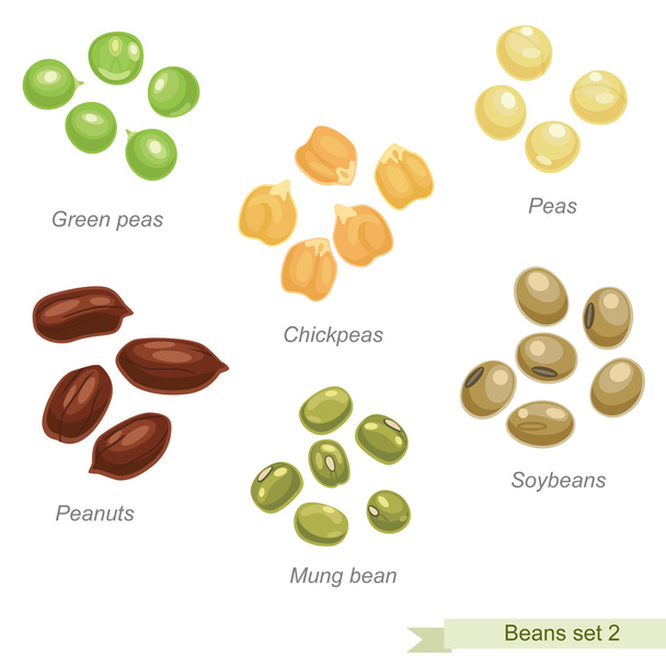 豆、エンドウ豆の 2 番目のアイコン セット - ベクター画像