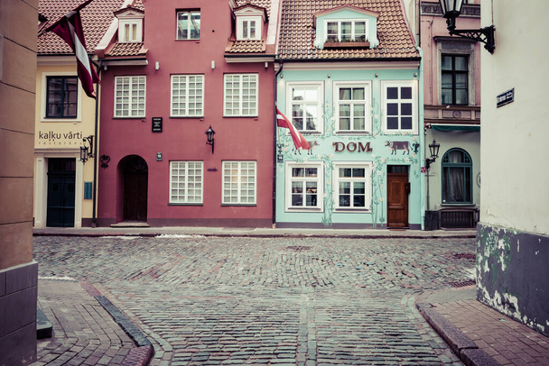 Riga óvárosa. Középkori gótikus építészet. Riga Lettország fővárosa. Balti államok. Európa. - Fotó, kép