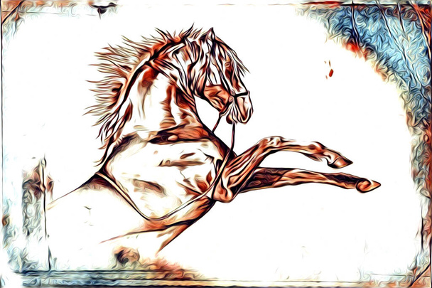 mano libera testa di cavallo matita disegno illustratore grunge
 - Foto, immagini