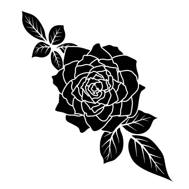 silhouette black rose flower decoration vector illustration background - Vector, imagen