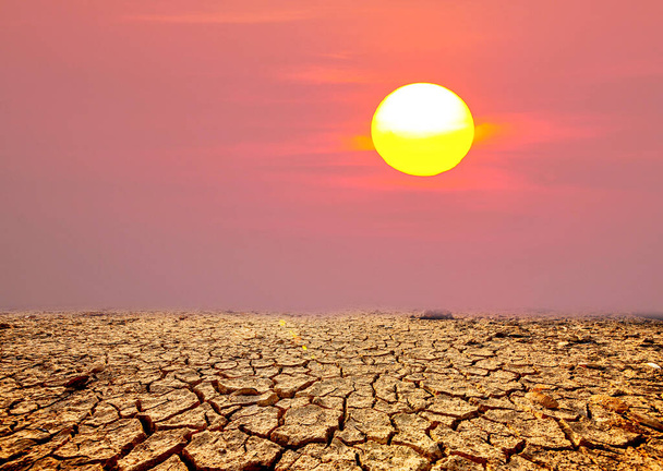 Terres fissurées par la sécheresse en raison des changements environnementaux et du réchauffement climatique - Photo, image