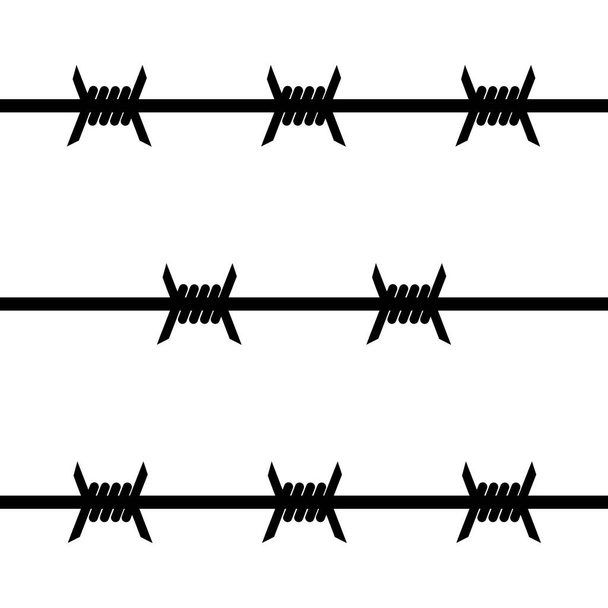 Barbed wire fence sign with sharp spikes, barbed wire to protect the territory - Vector, Image
