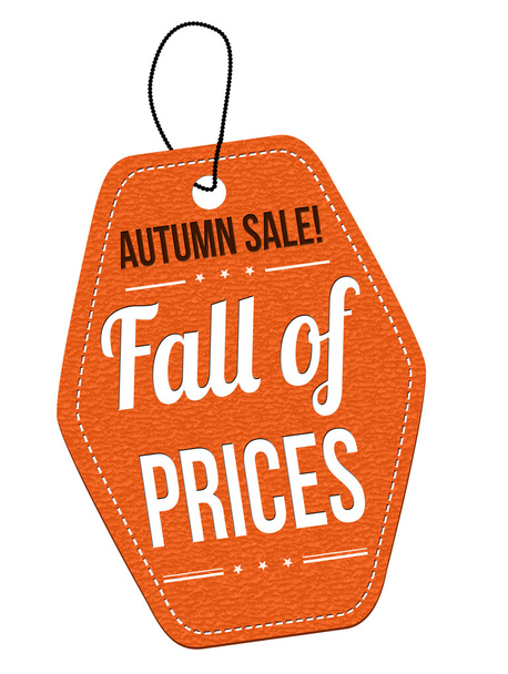 Jesień sprzedaży, spadek cen pomarańczowy skórzane etykiety lub ceną - Wektor, obraz