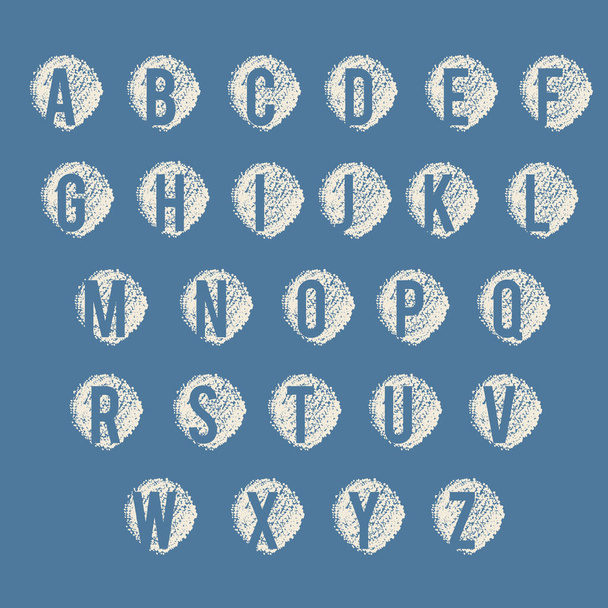 Beige alphabet sign set on the gray-blue color hand painted backgrounds - Vetor, Imagem