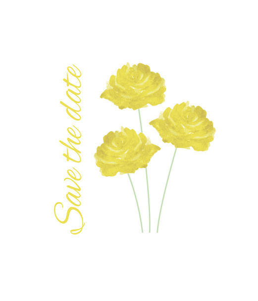 Save the date watercolor yellow rose - Vector, Image