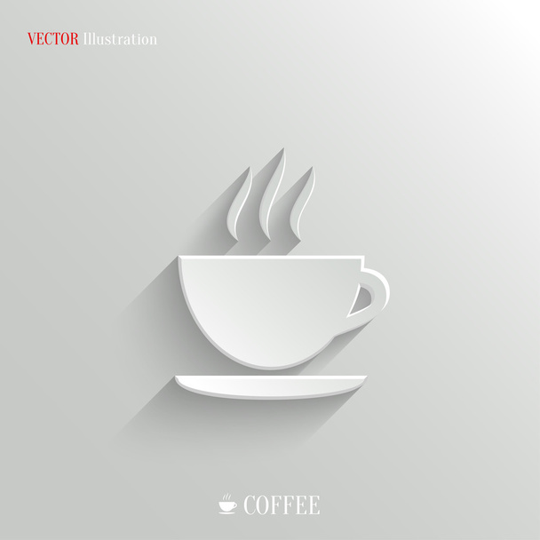 Coffee icon - vector white app button - Διάνυσμα, εικόνα