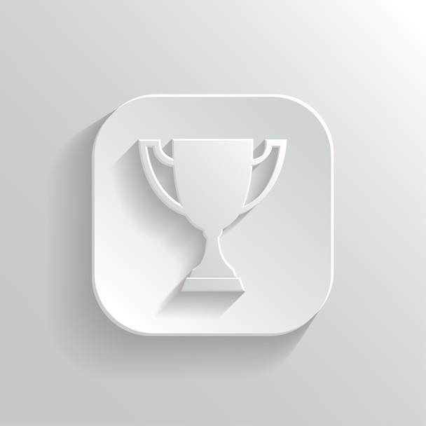 Trophy cup icon - vector white app button - Vecteur, image