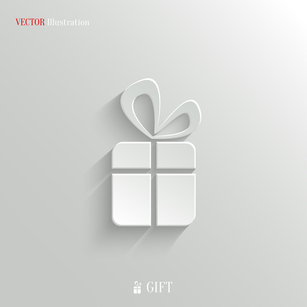 Gift icon - vector white app button - Vektor, Bild