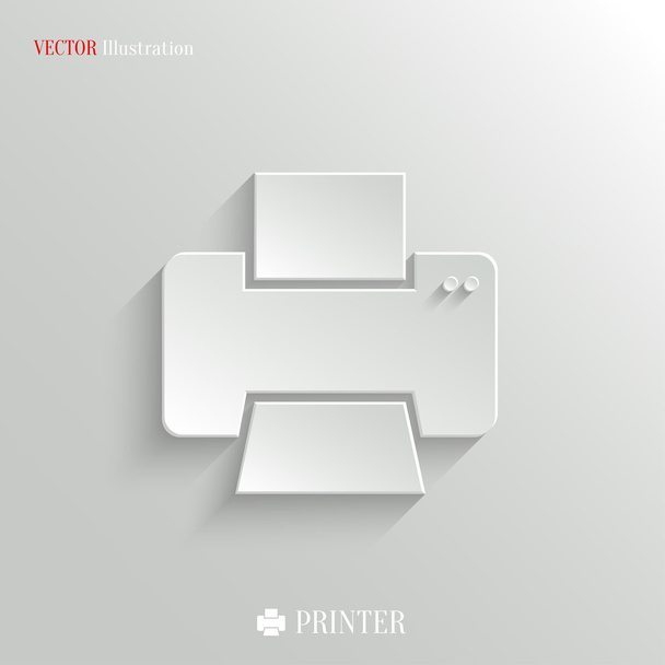 Printer icon - vector white app button - Vektor, Bild