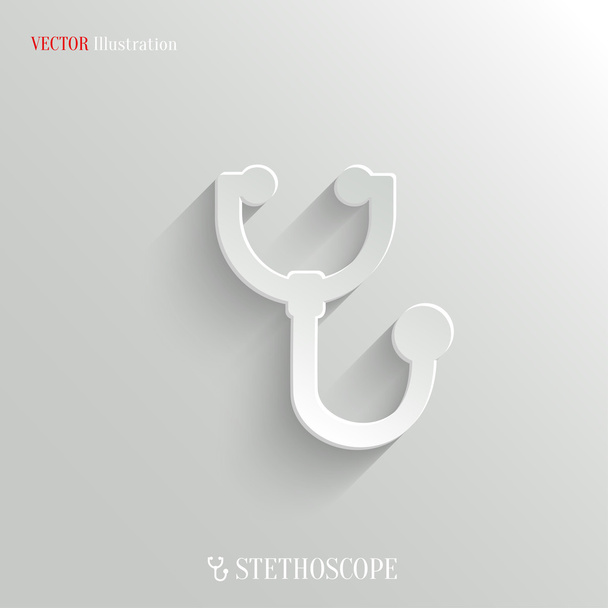 Stethoscope icon - vector white app button - Vektör, Görsel