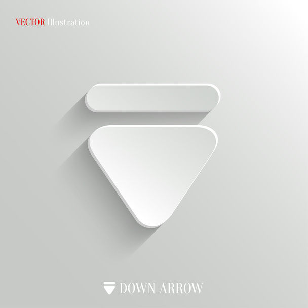 Down arrow icon - vector white app button - Vetor, Imagem