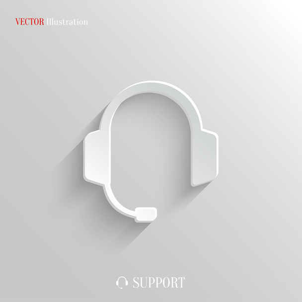 Headphones with microphone icon - vector white app button - Вектор,изображение