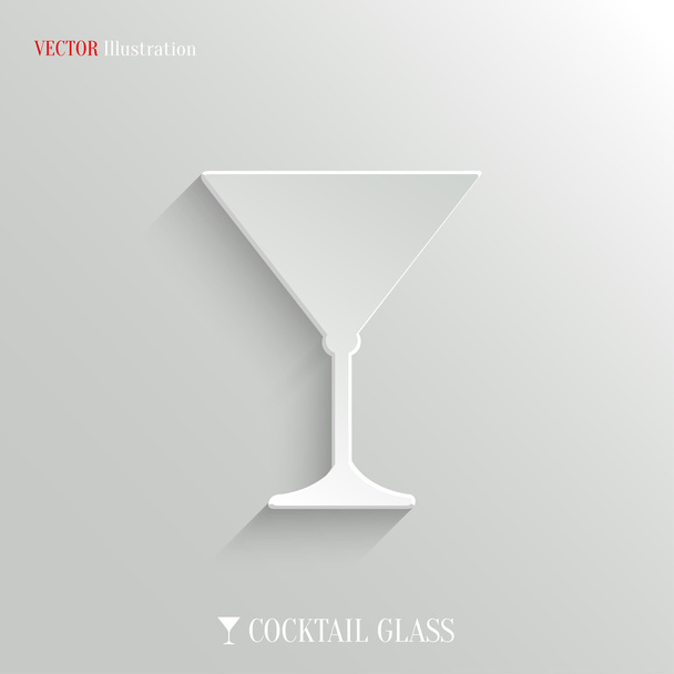 Cocktail glass icon - vector white app button - Vektor, kép