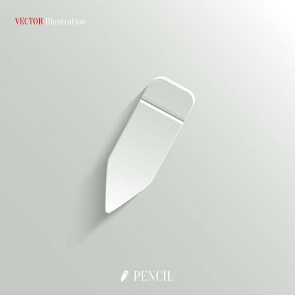Pencil icon - vector white app button - Διάνυσμα, εικόνα