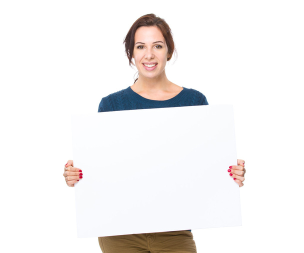 Woman with blank board - Fotoğraf, Görsel