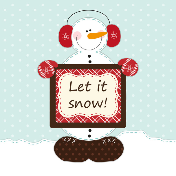 Cute snowman with banner - Vettoriali, immagini
