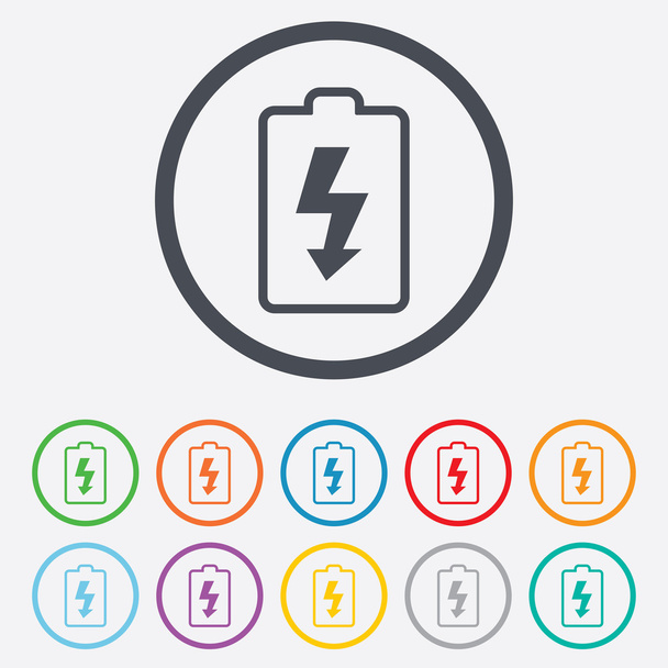 Battery charging sign icon. Lightning symbol. - Vector, Image