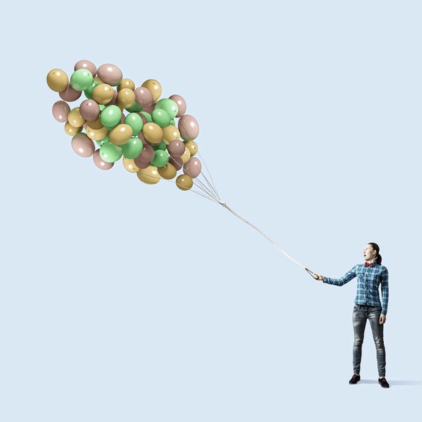 Woman with balloons - Fotoğraf, Görsel