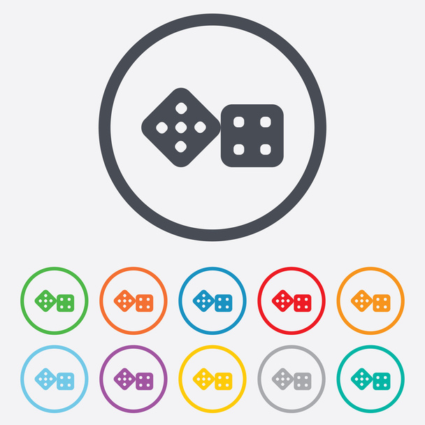 Dices sign icon. Casino game symbol. - Vetor, Imagem
