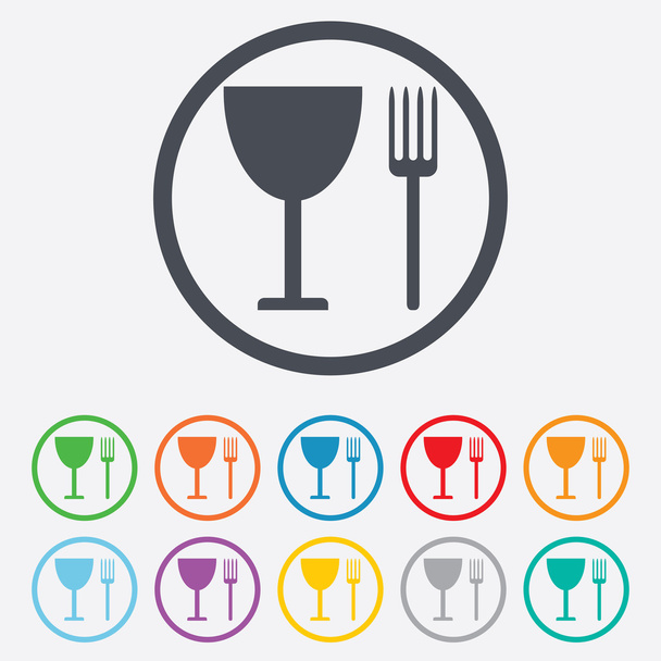 Eat sign icon. Cutlery symbol. Fork and wineglass. - Vektor, Bild
