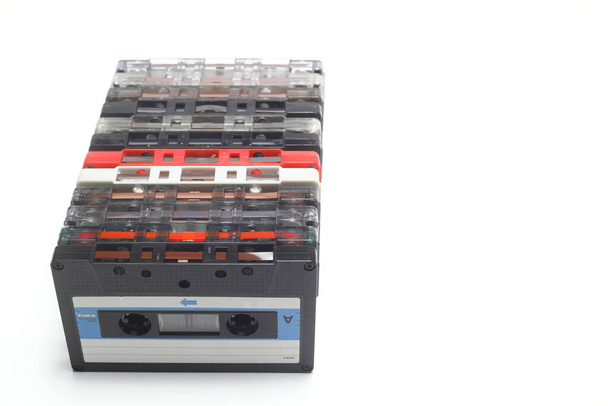 Retro audio cassette tape from the 80s and 90s on a white background. - Foto, immagini
