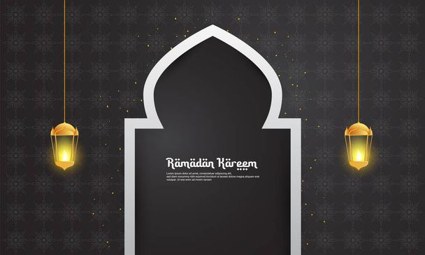 Ramadan θεματικό υπόβαθρο με στοιχεία φαναριού, σε μαύρο και χρυσό, ιδανικό για ισλαμικά θεματικά υπόβαθρα - Διάνυσμα, εικόνα