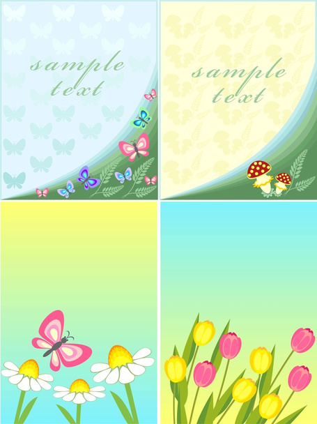 Postcard with a picture of chamomile and tulip - Vector, Imagen