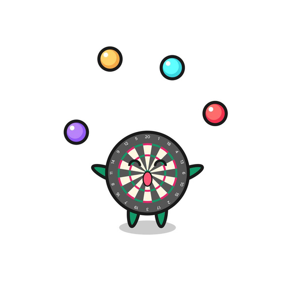 the dart board circus cartoon juggling a ball , cute design - Vector, Image