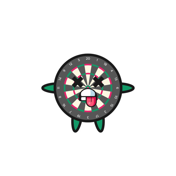 character of the cute dart board with dead pose , cute design - Vector, Image
