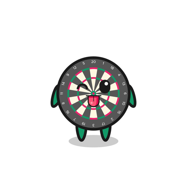 cute dart board character in sweet expression while sticking out her tongue , cute design - Vector, Image
