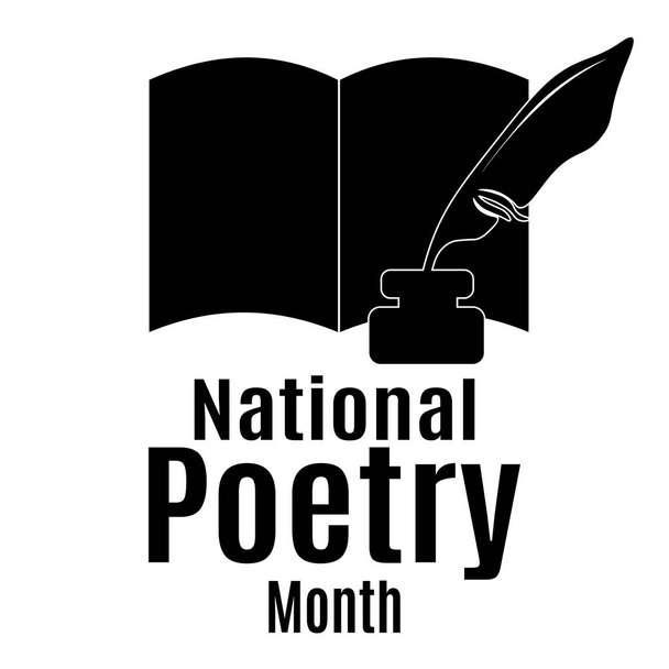 National Poetry Hónap, ötlet egy plakátra, bannerre, szórólapra vagy képeslapra vektor illusztráció tervezéshez - Vektor, kép
