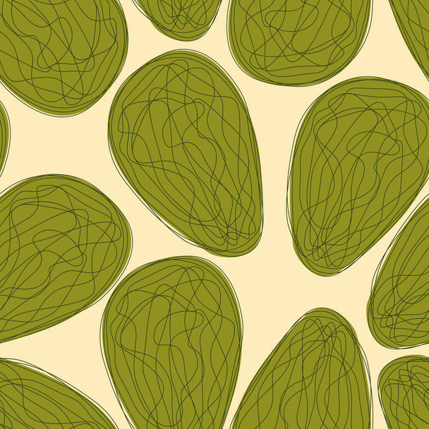 Avocado repeat pattern design. Hand-drawn background. Modern pattern for wrapping paper or fabric. - Vektori, kuva