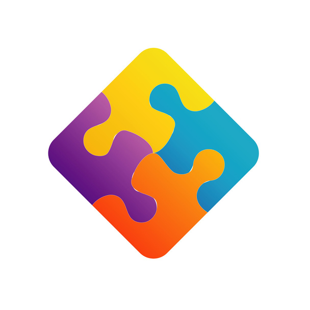 カラフルなパズル - ビジネスの企業ロゴ - ベクター画像