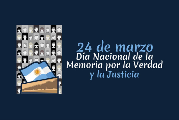 Переклад: 24 березня, Дні пам'яті про істину і справедливість. Національне свято Аргентини. Підходить для вітальної листівки та плакату..  - Вектор, зображення