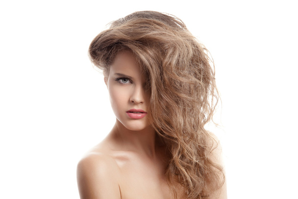 Beautiful Blond Woman. Hairstyle and Make-up. Isolated. - Foto, imagen